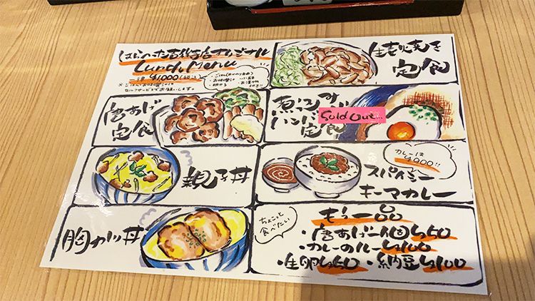 ヨド裏の定食屋さん はらぺこじろうのランチメニュー