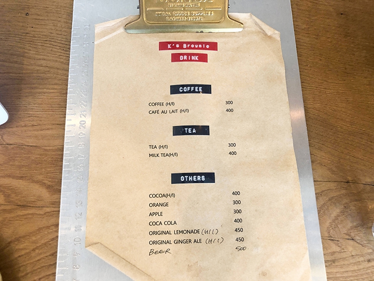 K’s&Brownieのドリンクメニュー