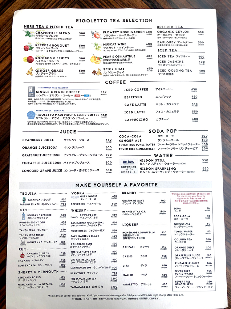 Cafe RIGOLETTO(カフェ リゴレット)のメニュー