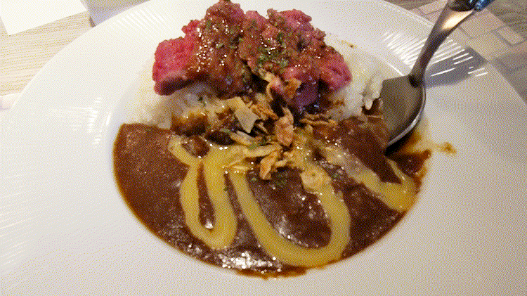 「ステーキライスとカレーの店センタービーフ アトレ吉祥寺店」のちょいステーキ&煮込みカレーGIF