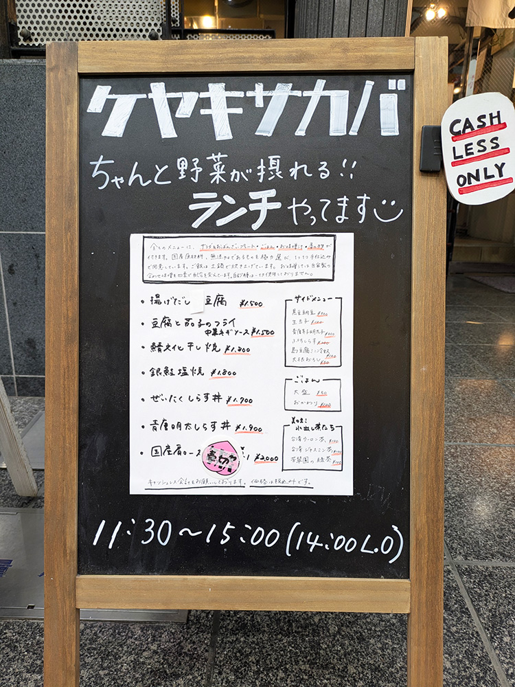 「ケヤキサカバ」の看板