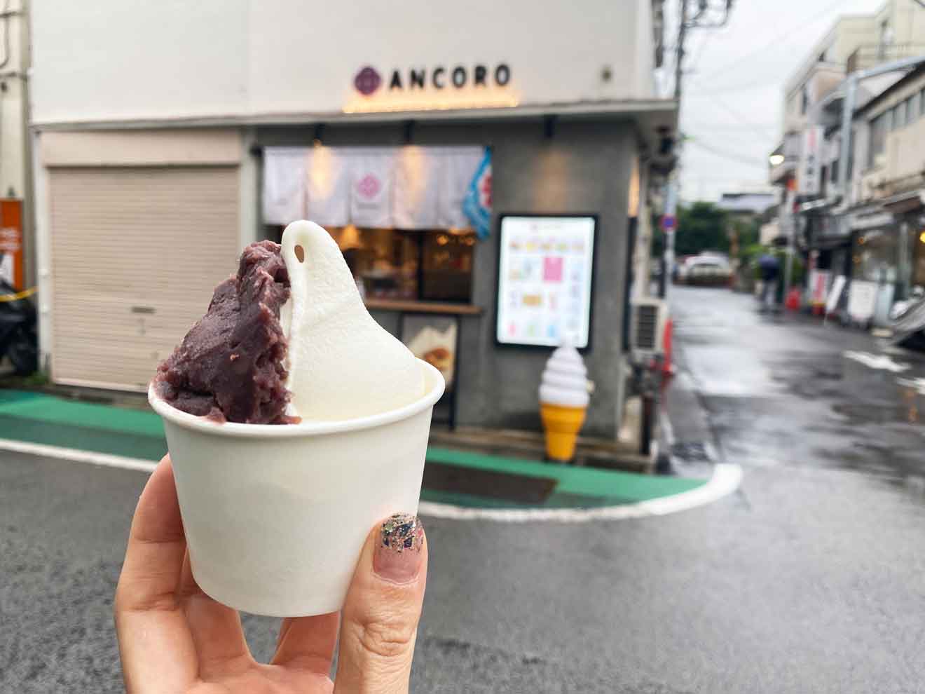 「ANCORO」の自家製あんとソフトクリームの黄金コンビ