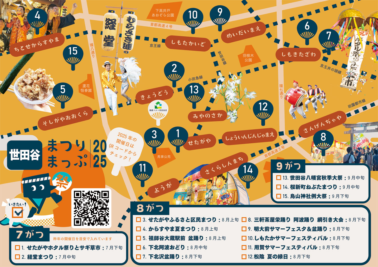 世田谷区のおすすめ夏祭りマップ2025